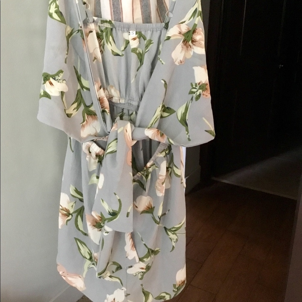 Floral front tie romper